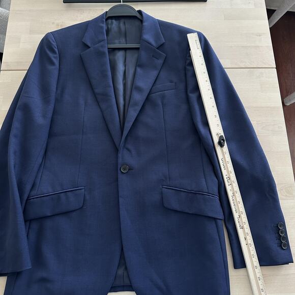 Reiss Suit Jacket Vest Set 2 Piece Mens 38 Navy Blue Duke Wool Mohair Formal - Picture 16 of 16